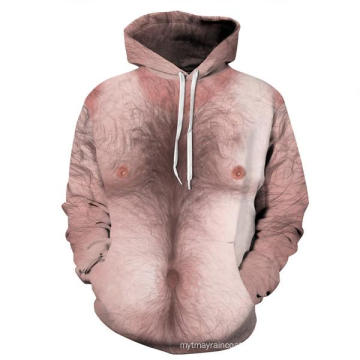 Naked body with hairs 3D printing hoodie